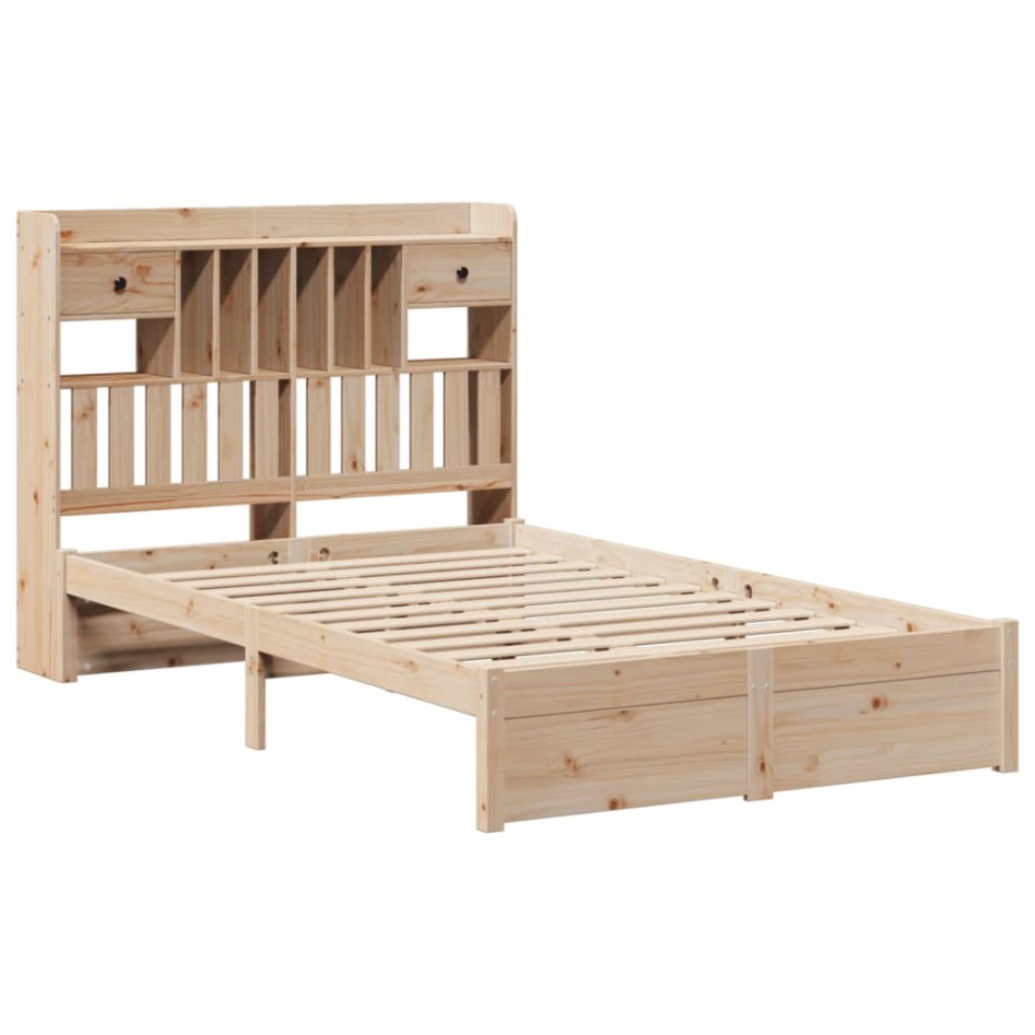 Cama con estantería sin colchón madera maciza de pino