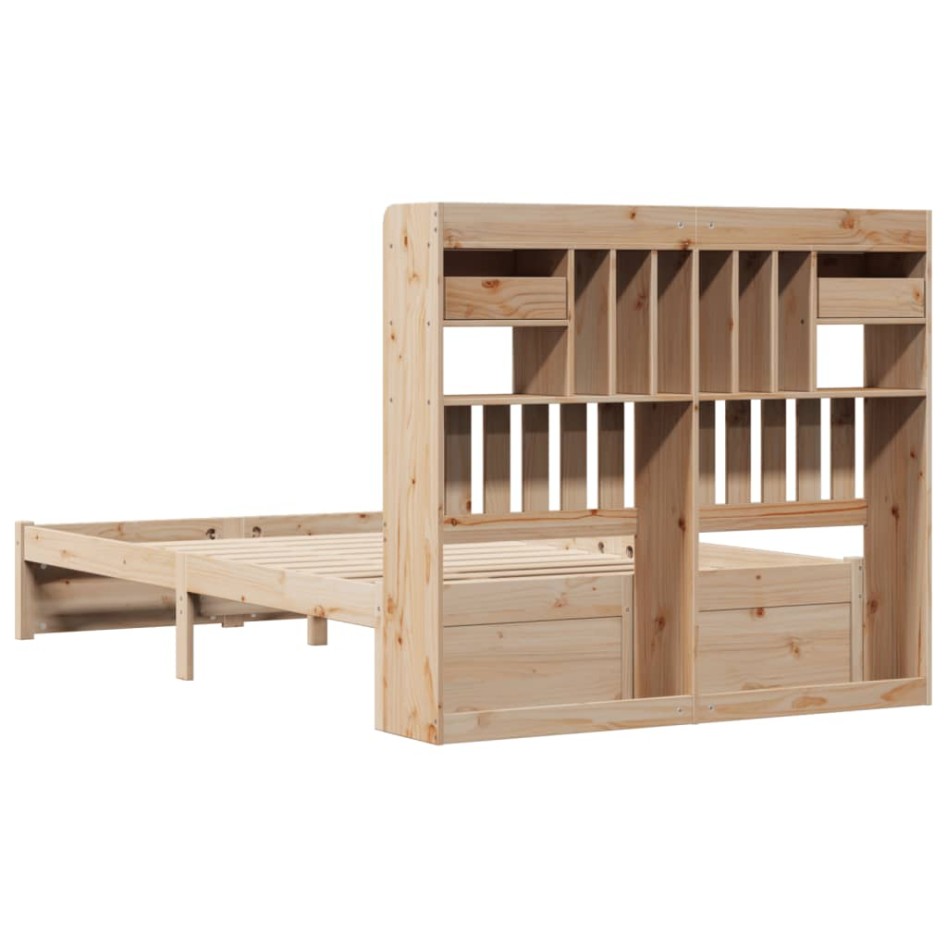 Cama con estantería sin colchón madera maciza de pino