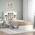 Cama con estantería sin colchón madera maciza blanca 100x200
