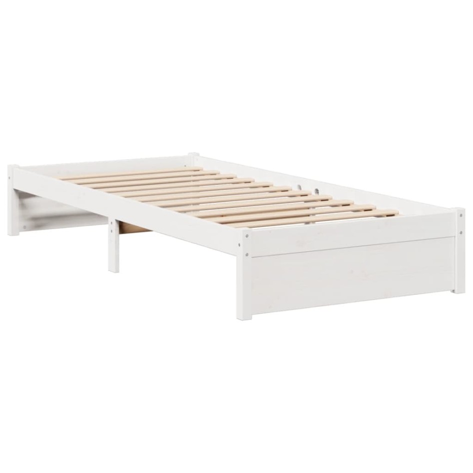 Cama con estantería sin colchón madera maciza blanca 100x200