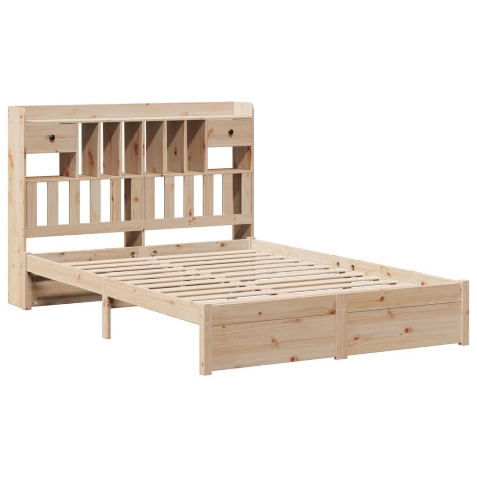 Cama con estantería sin colchón madera maciza de pino