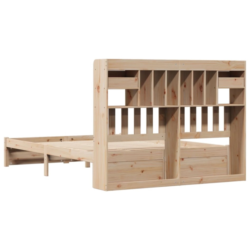 Cama con estantería sin colchón madera maciza de pino