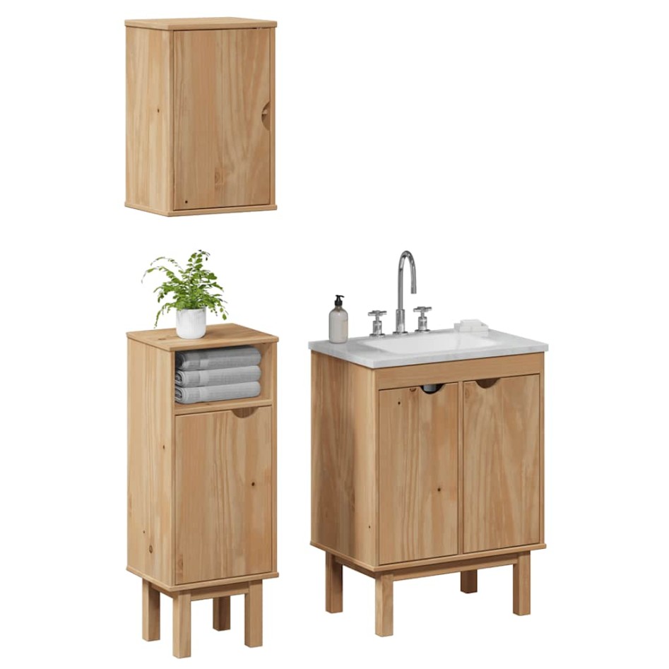 Juego de muebles de baño OTTA 3 pzas madera maciza