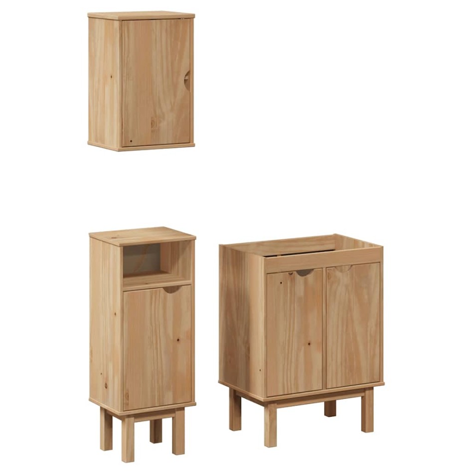 Juego de muebles de baño OTTA 3 pzas madera maciza