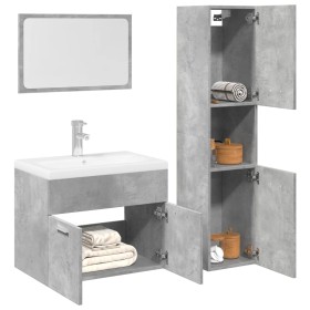 Set muebles de baño 2 piezas madera contrachapada gris