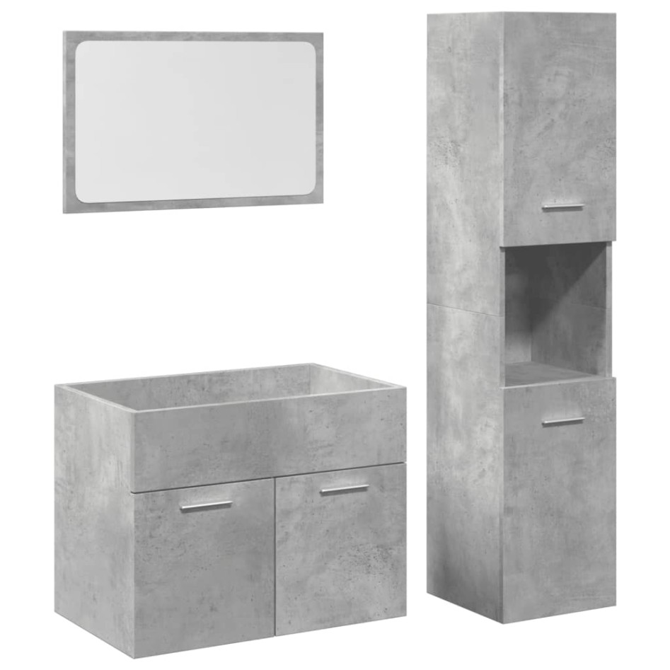 Set muebles de baño 2 piezas madera contrachapada gris