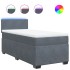 Cama box spring con colchón terciopelo gris oscuro 90x200