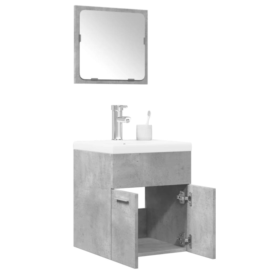 Set muebles de baño 2 piezas madera contrachapada gris