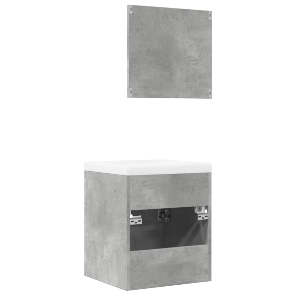 Set muebles de baño 2 piezas madera contrachapada gris