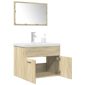 Set de muebles de baño 3 pzas madera contrachapada roble