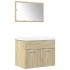 Set de muebles de baño 3 pzas madera contrachapada roble