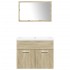 Set de muebles de baño 3 pzas madera contrachapada roble