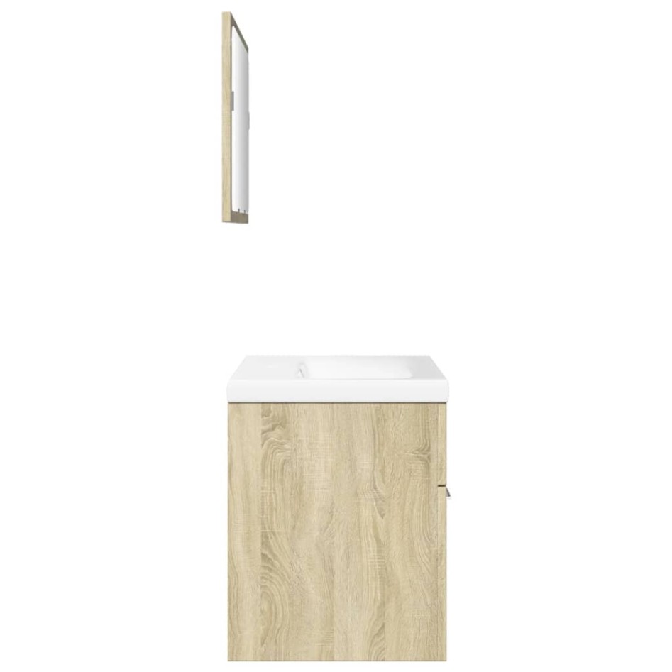 Set de muebles de baño 3 pzas madera contrachapada roble