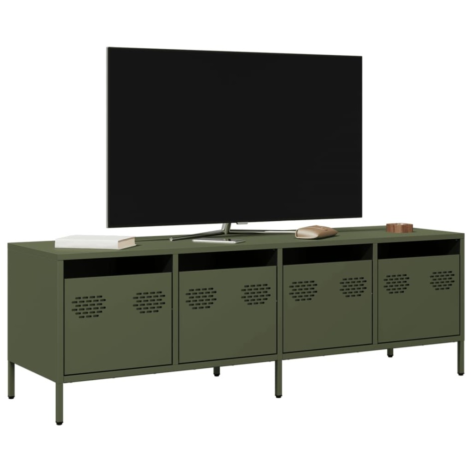 Mueble TV acero laminado en frío verde oliva 135x39x43,5