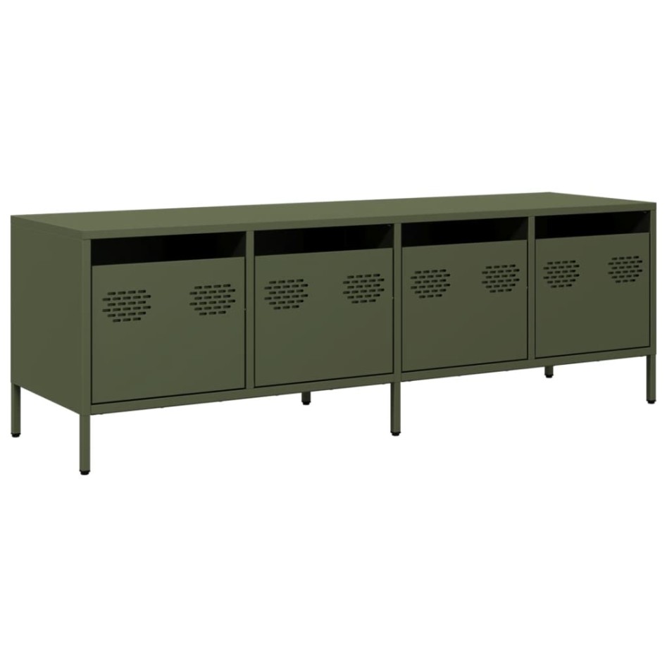 Mueble TV acero laminado en frío verde oliva 135x39x43,5