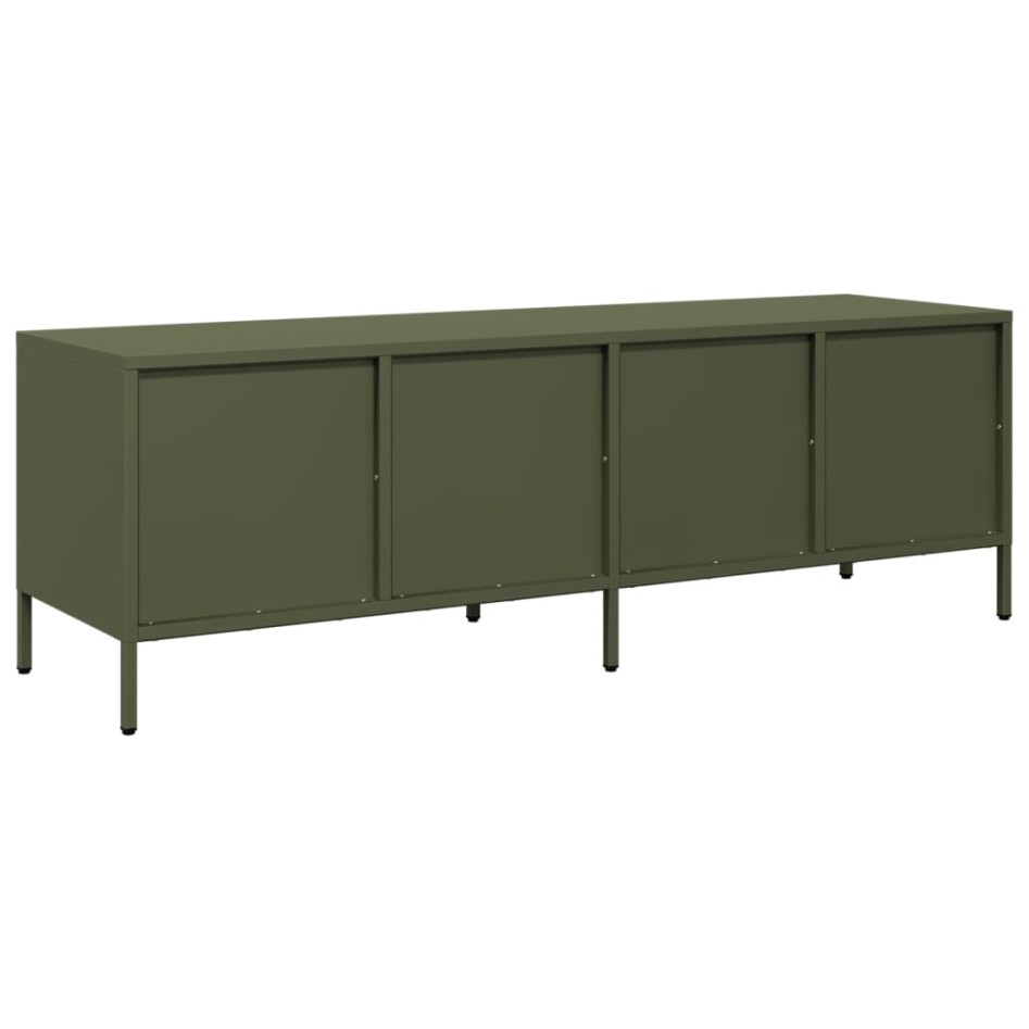Mueble TV acero laminado en frío verde oliva 135x39x43,5