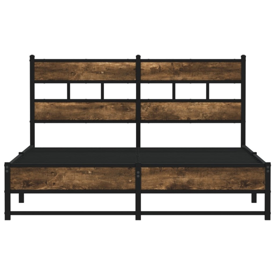 Estructura de cama sin colchón metal roble ahumado 160x200
