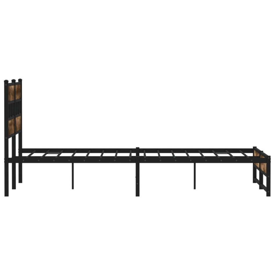 Estructura de cama sin colchón metal roble ahumado 160x200