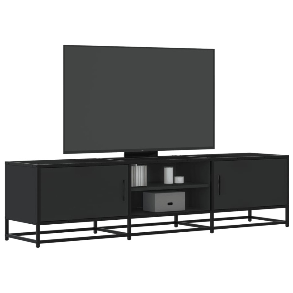 Mueble de TV madera de ingeniería y metal negro 160x35x41