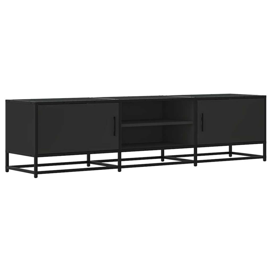 Mueble de TV madera de ingeniería y metal negro 160x35x41