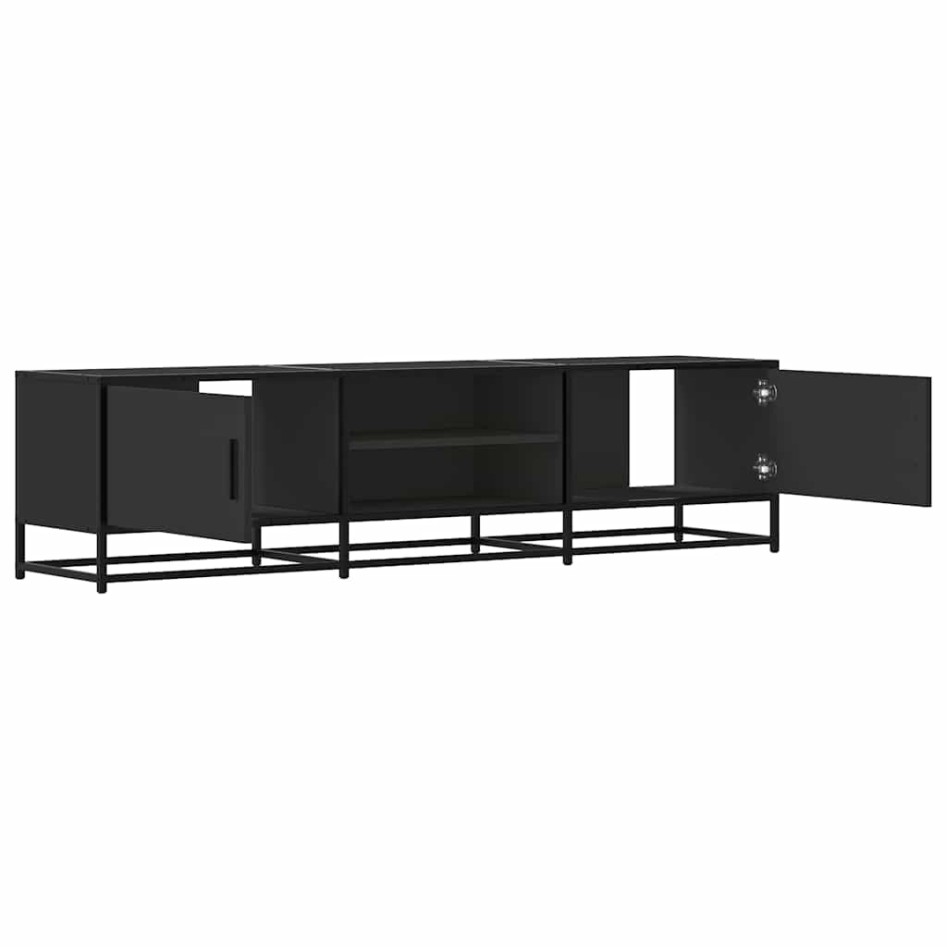 Mueble de TV madera de ingeniería y metal negro 160x35x41