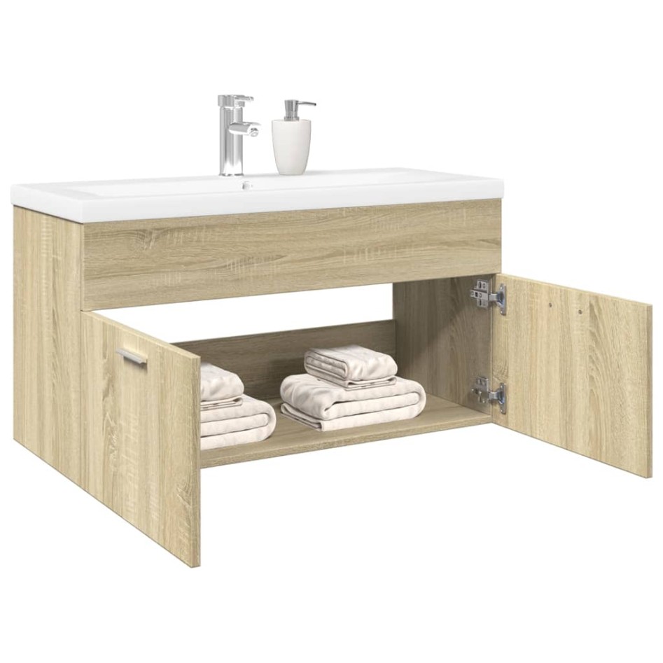 Mueble de baño con lavabo integrado roble