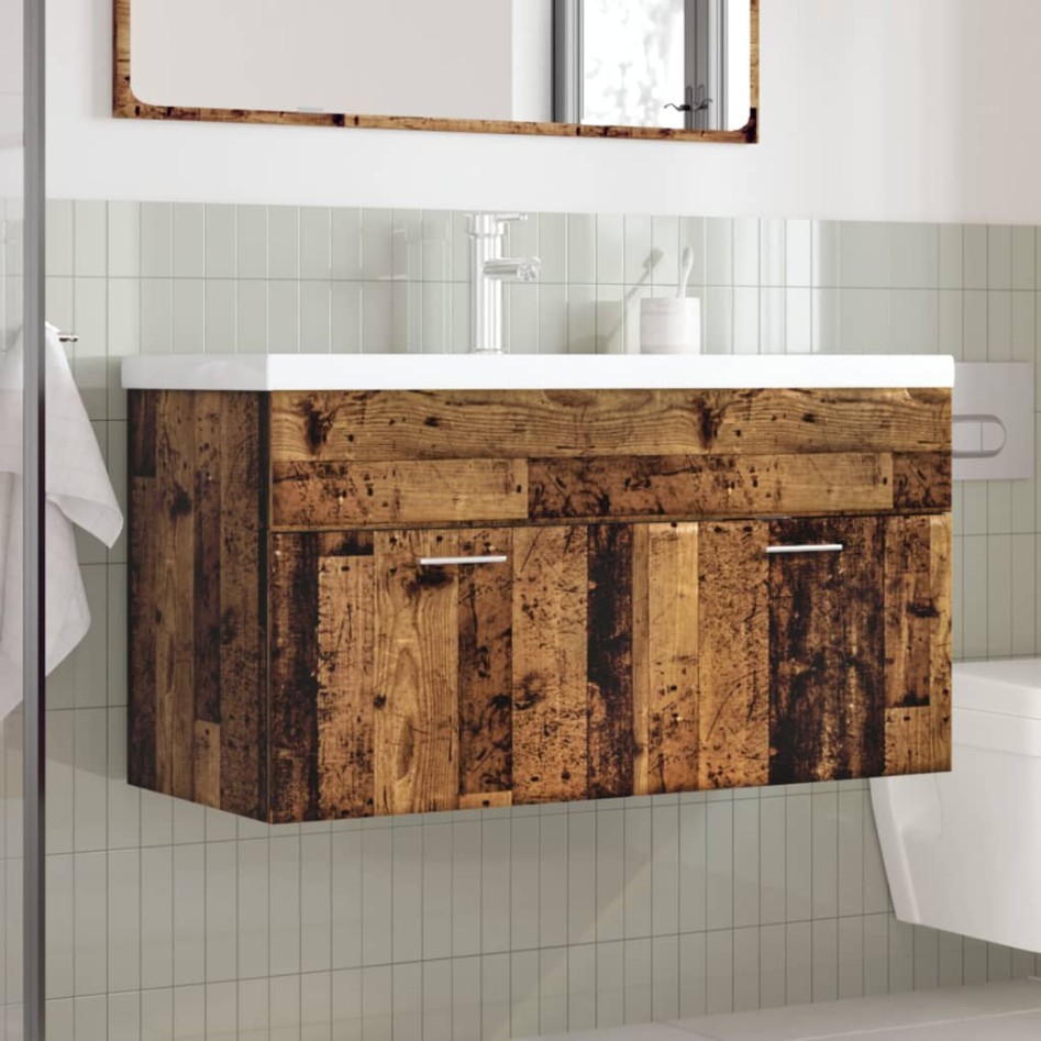 Mueble baño con lavabo integrado madera