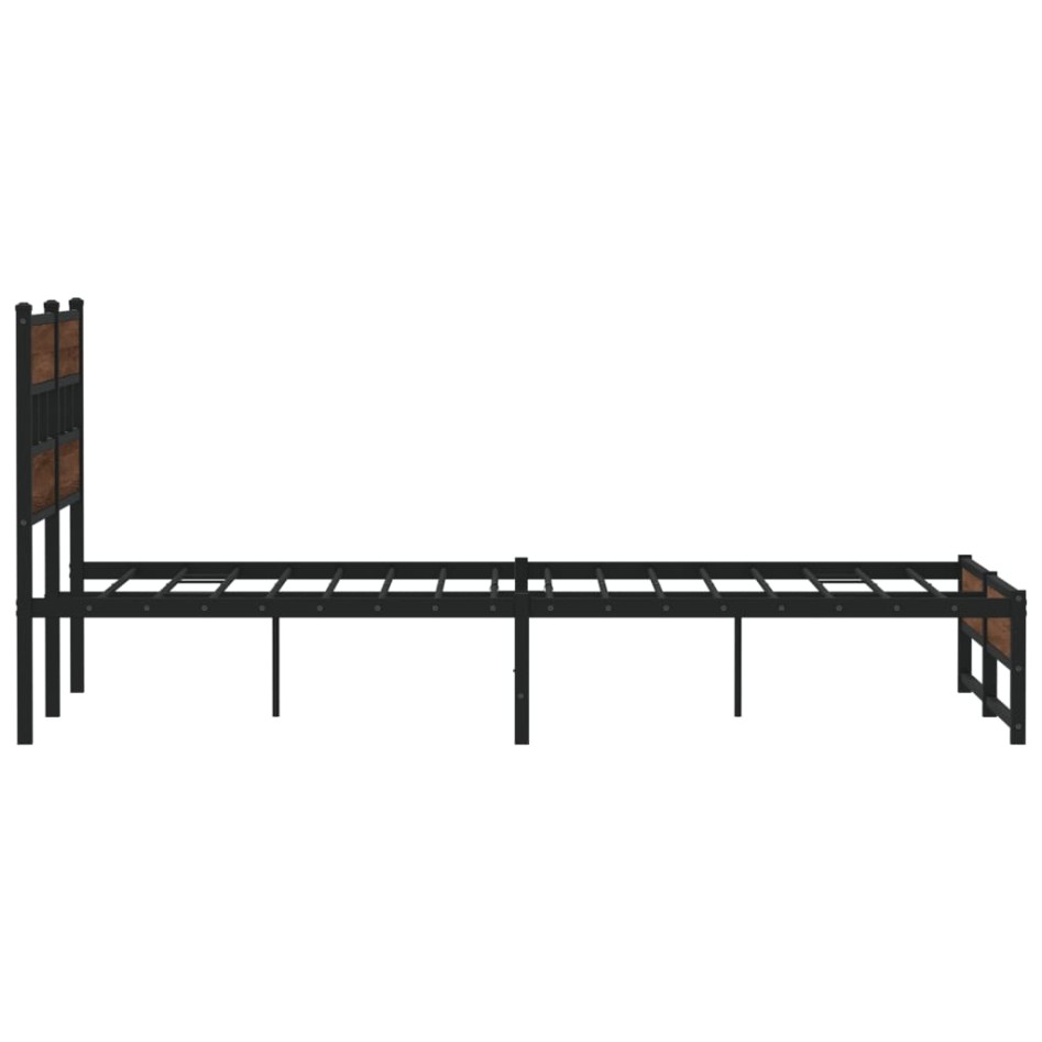 Estructura de cama sin colchón metal marrón roble 140x190
