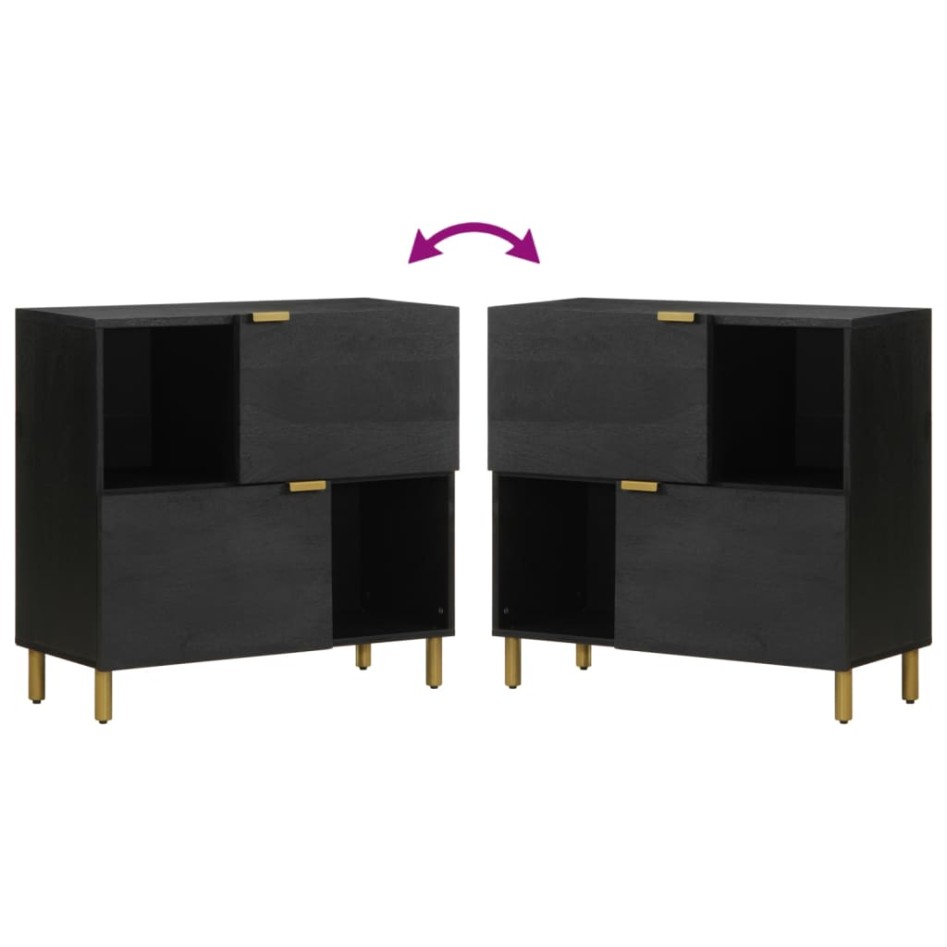 Aparador de madera de ingeniería negro 80x33x75