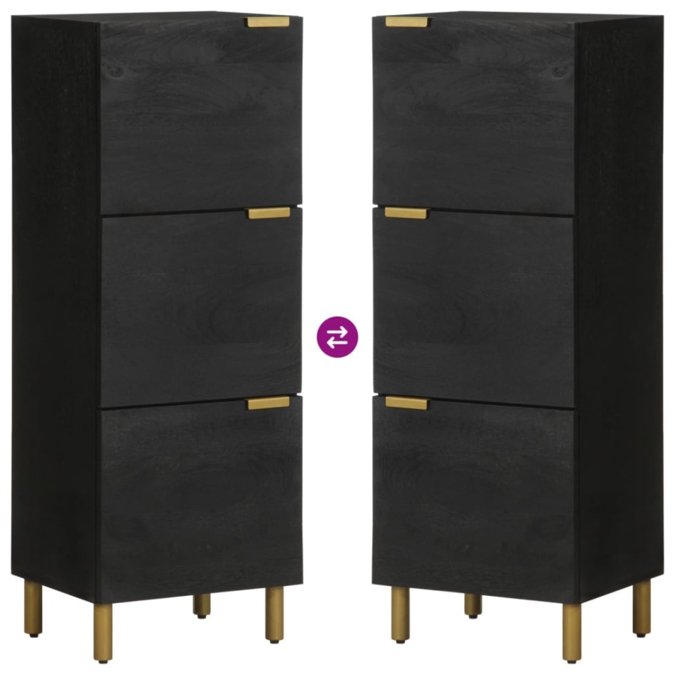 Aparador alto de madera de ingeniería negro 40x33x110