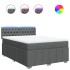 Cama box spring con colchón tela gris oscuro 160x200