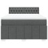 Cama box spring con colchón tela gris oscuro 160x200