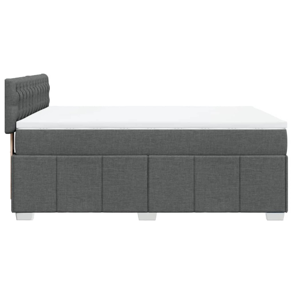 Cama box spring con colchón tela gris oscuro 160x200