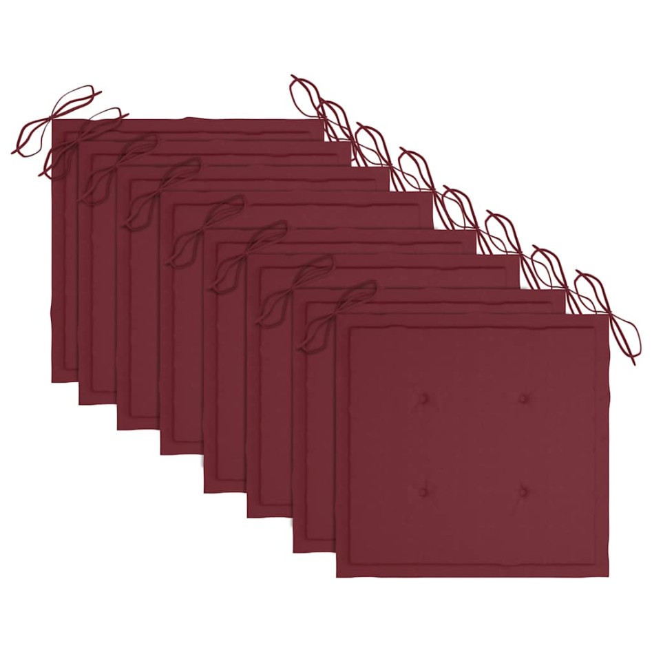 Sillas de jardín plegables 8 uds y cojines madera maciza