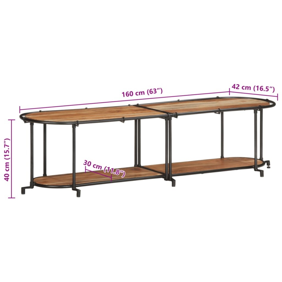 Mueble de TV madera maciza de acacia 160x42x40