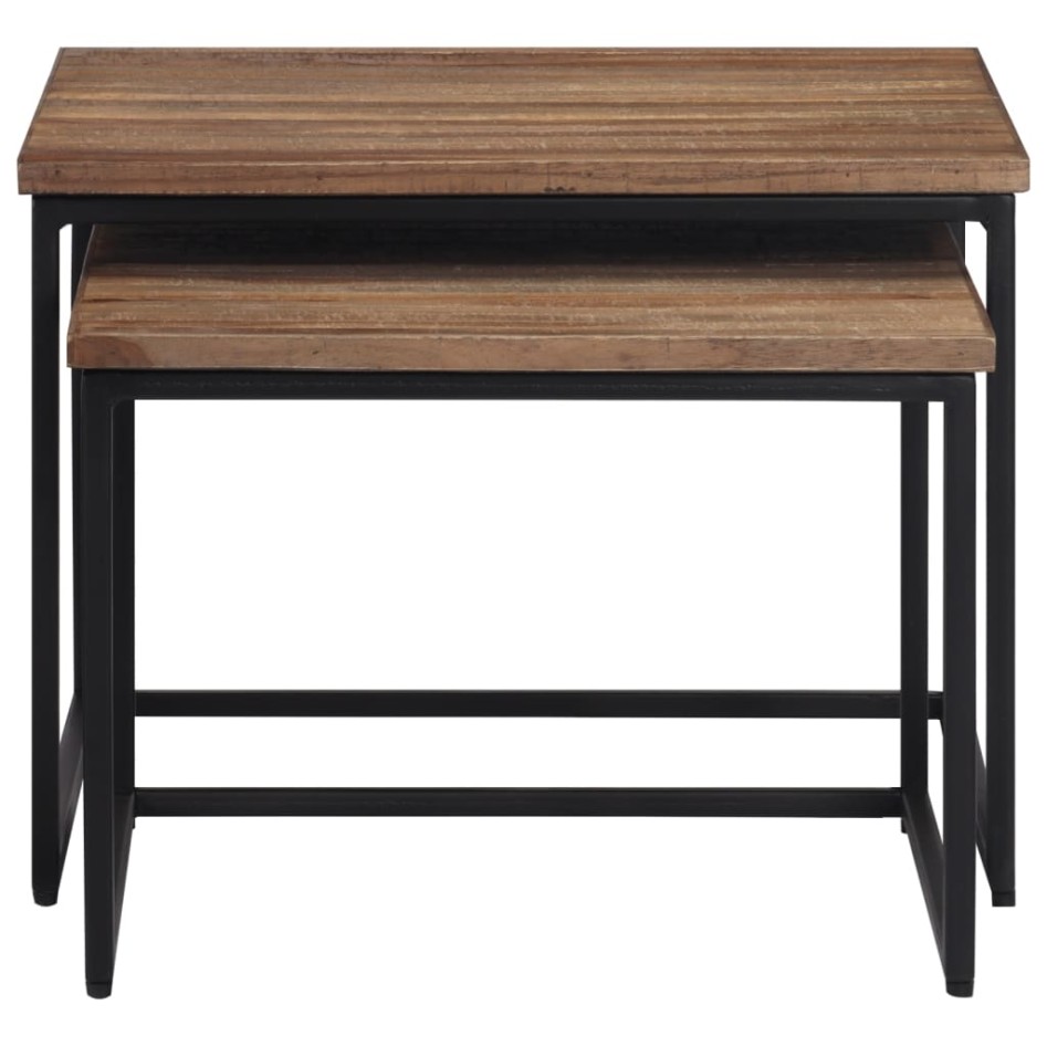 Mesas de centro apilables 2 unidades madera maciza de