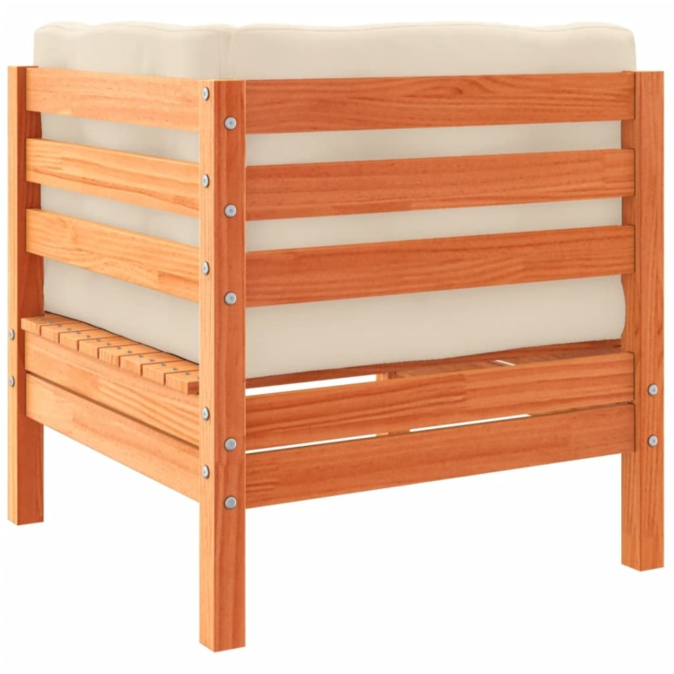 Set de sofás jardín 7 pzas con cojines madera pino marrón