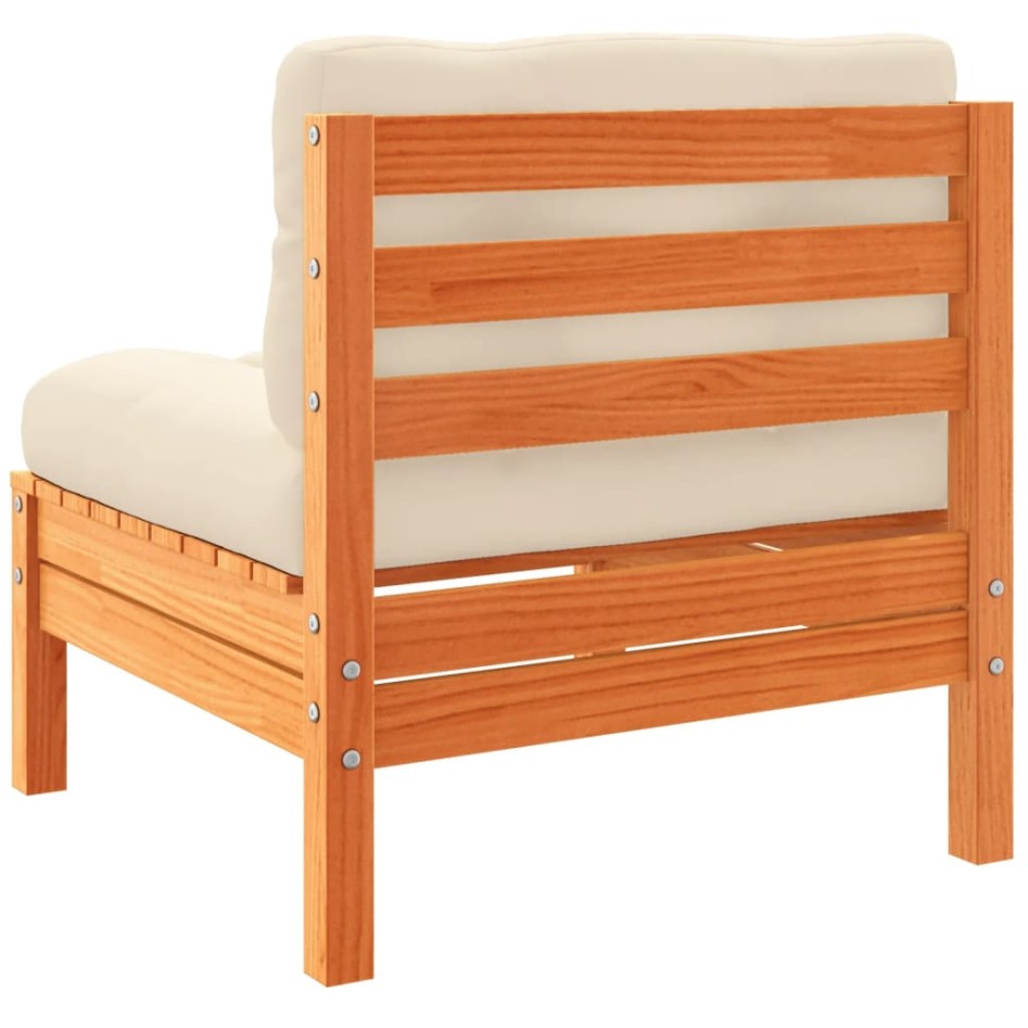 Set de sofás jardín 7 pzas con cojines madera pino marrón