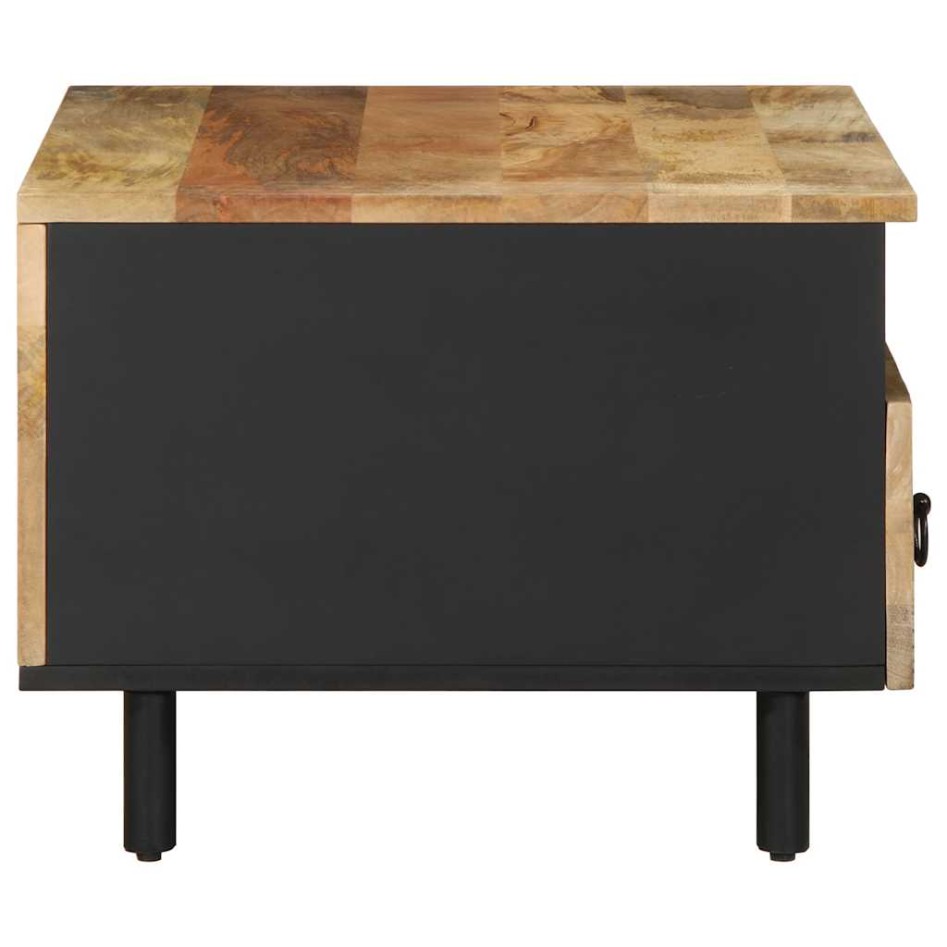Mesa de centro madera maciza de mango rugosa negro 80x54x40