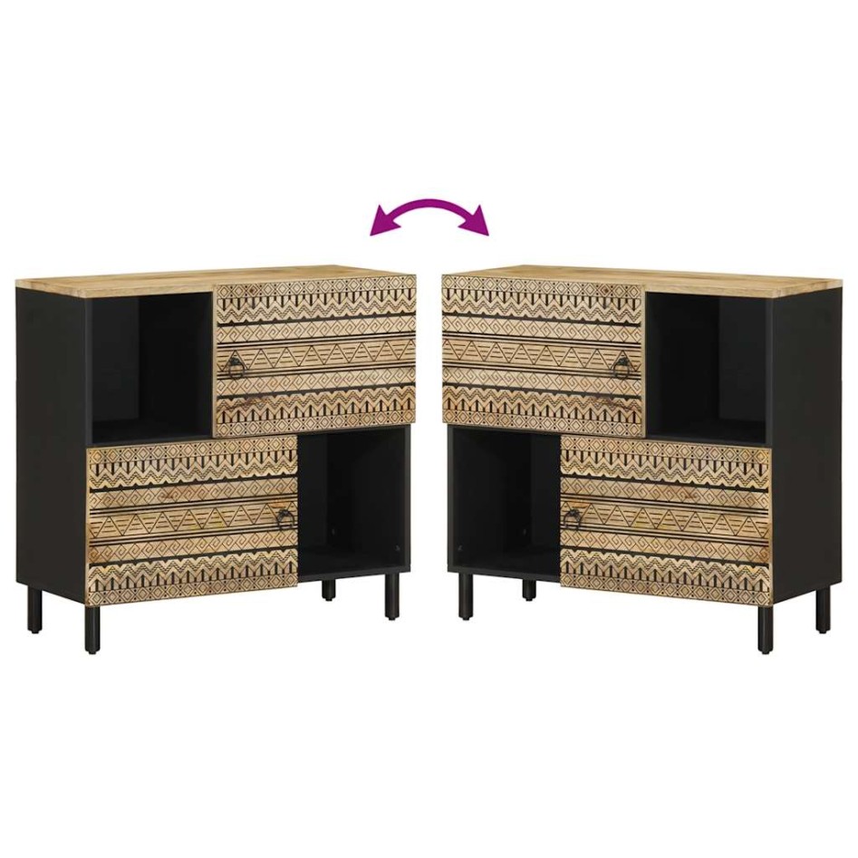 Aparador de madera maciza de mango rugosa 80x33,5x75