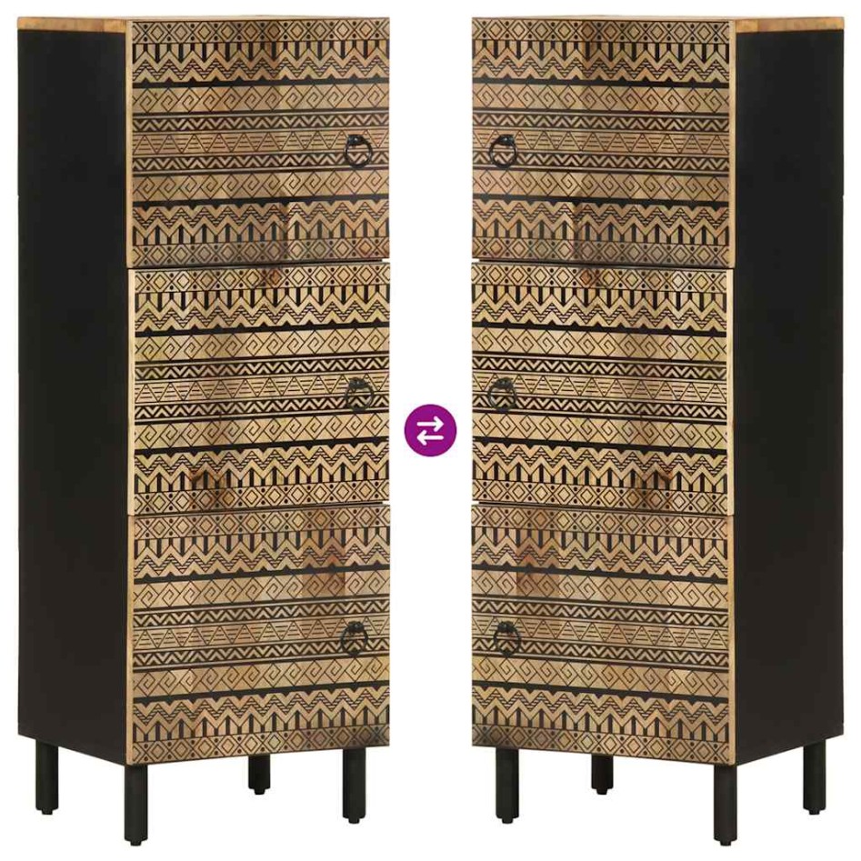 Aparador de madera maciza de mango rugosa 40x33,5x110