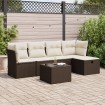 Set sofás de jardín 6 piezas y cojines ratán sintético marrón