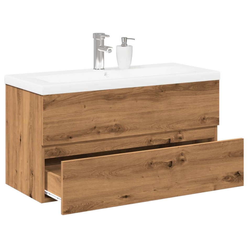Mueble con lavabo integrado roble