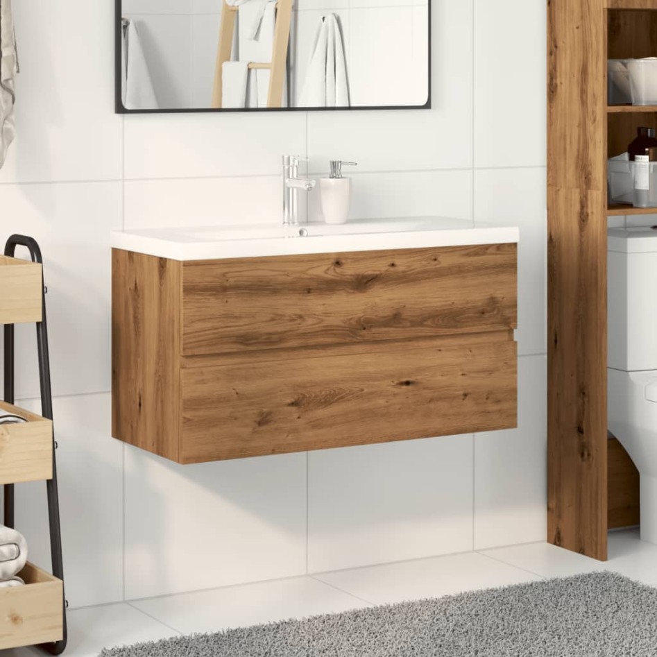 Mueble con lavabo integrado roble