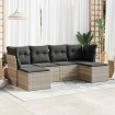 Set de sofás de jardín 6 pzas y cojines ratán sintético gris