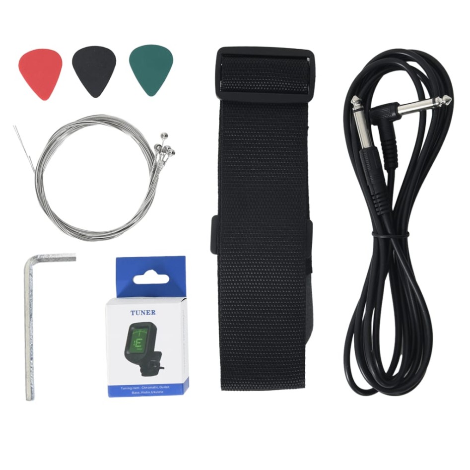 Guitarra eléctrica principiantes con funda negro dorado 4/4