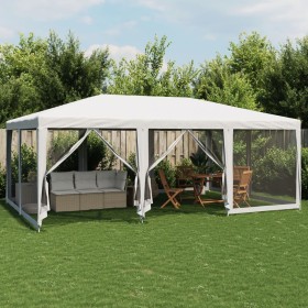 Carpa para fiestas con 10 paredes de malla HDPE blanco 6x4