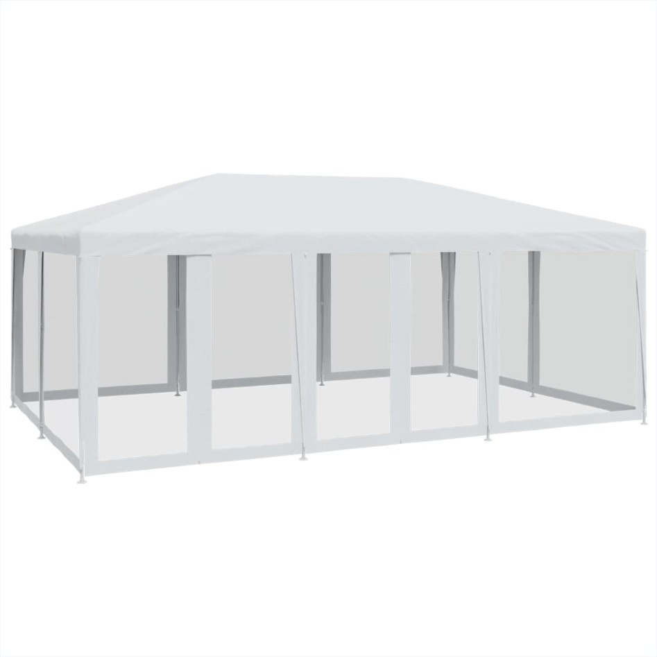 Carpa para fiestas con 10 paredes de malla HDPE blanco 6x4