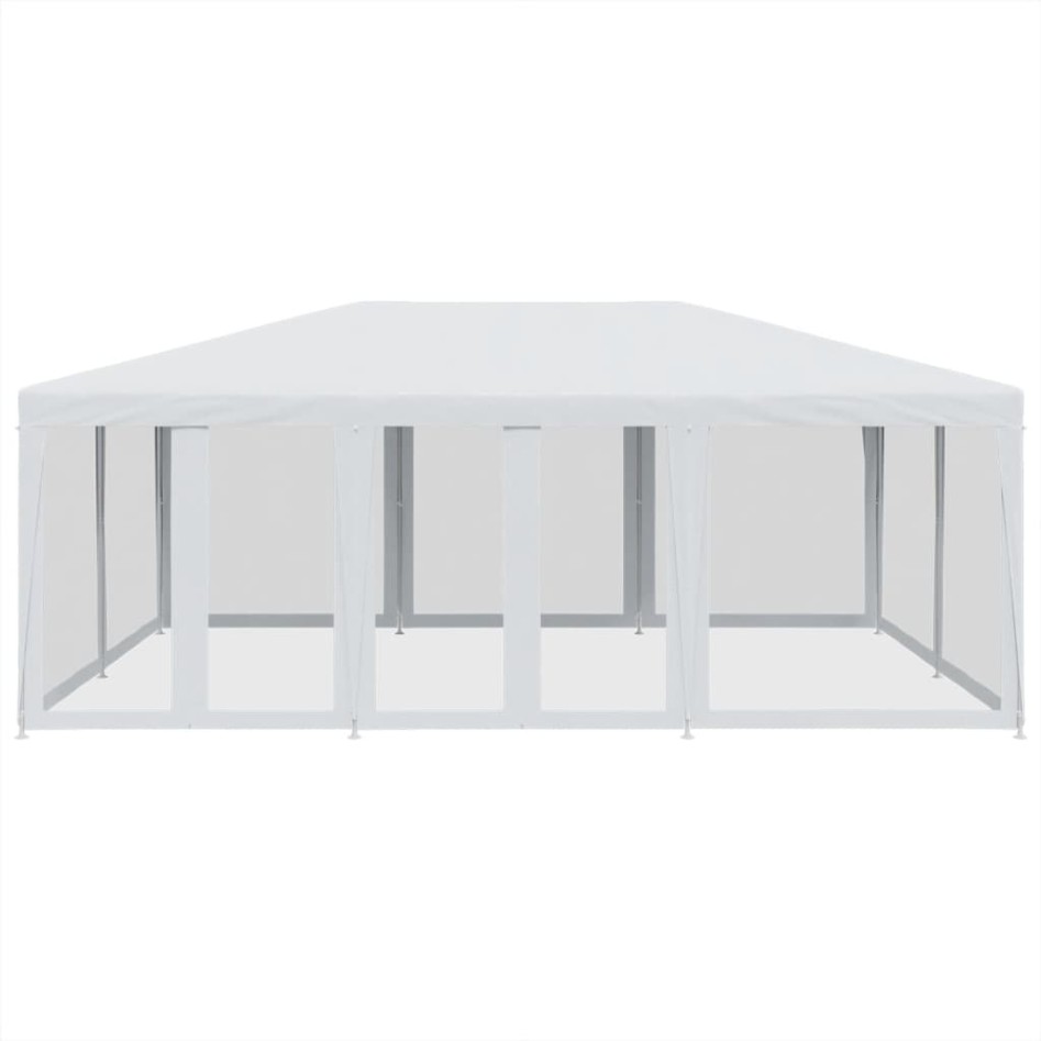 Carpa para fiestas con 10 paredes de malla HDPE blanco 6x4