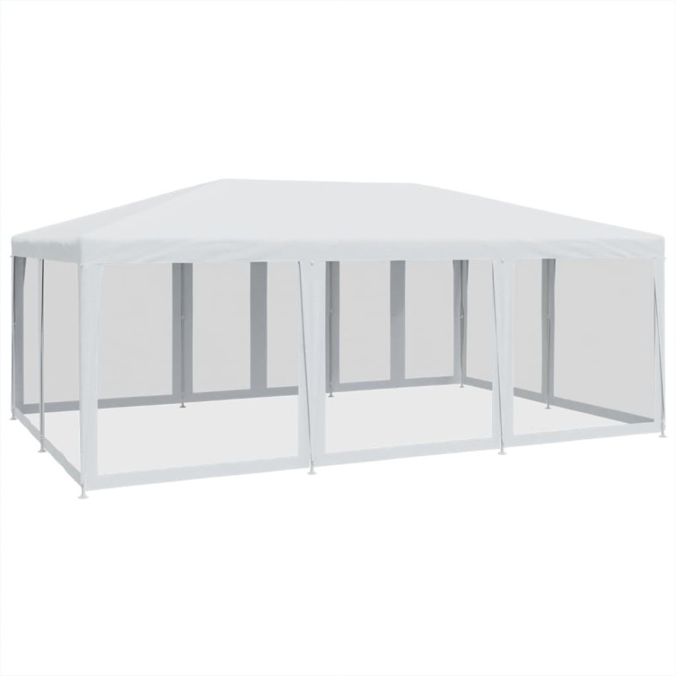 Carpa para fiestas con 10 paredes de malla HDPE blanco 6x4